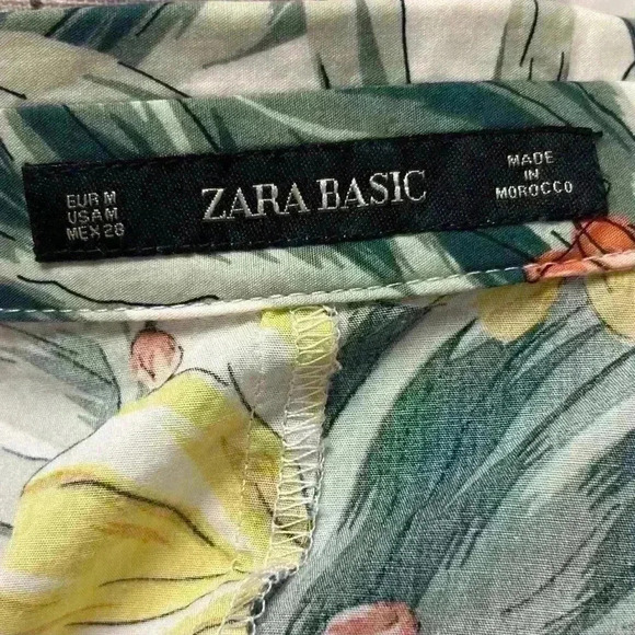 ZARA Dress Bright Tropical Hawaii Floral Size Medium Knee Length Sleeveless - Picture 7 of 7